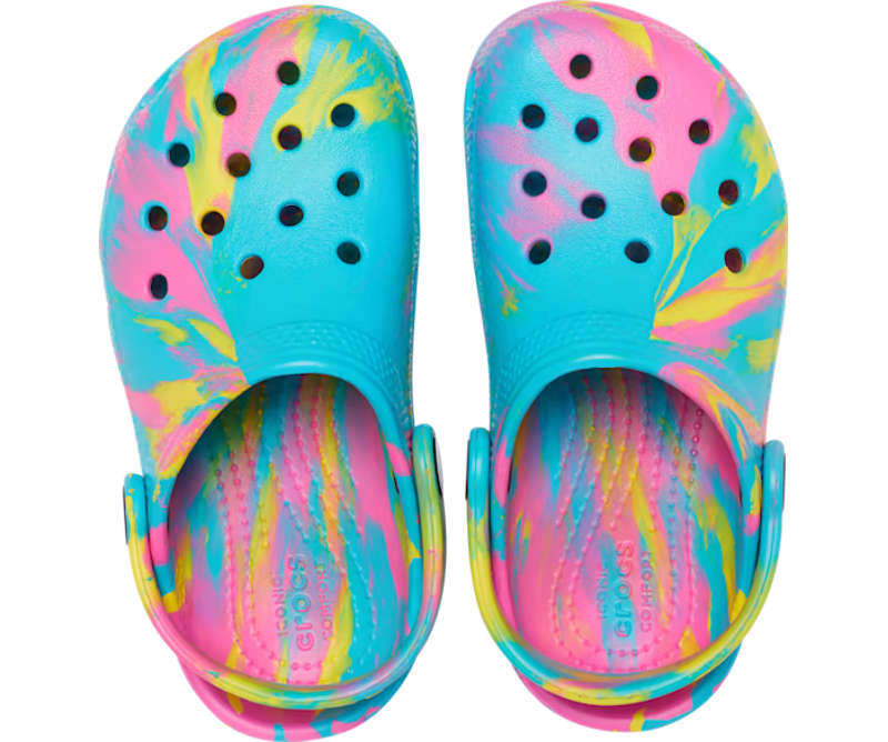 Crocs Classic Marbled Clog Toddler in Digital Aqua/Multi-2